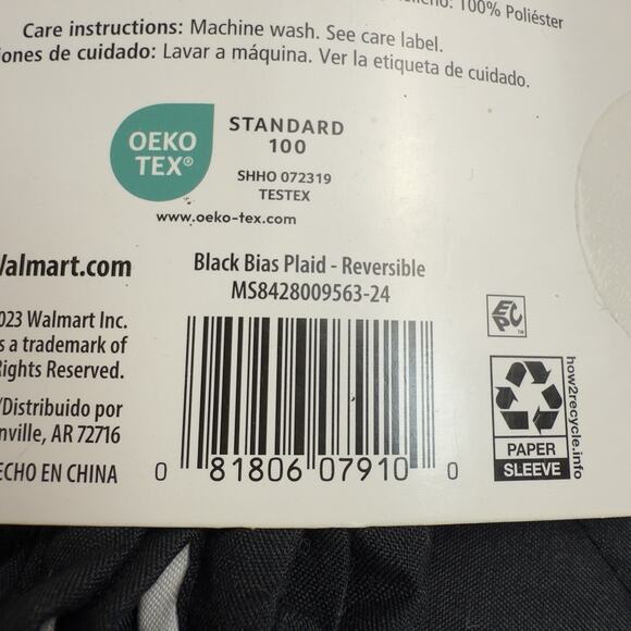 Mainstays Essential Emmett Shams Black 2 pack Standard Queen Quilted3 - Picture 5 of 5